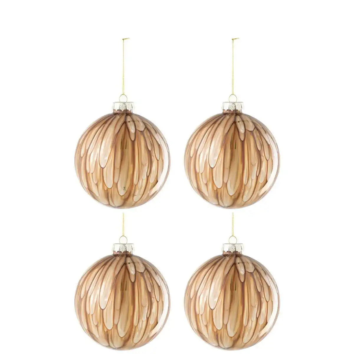 J-Line Box mit 4 Weihnachtskugeln aus Glas, braun/gold, groß - HomeDesign Knaus