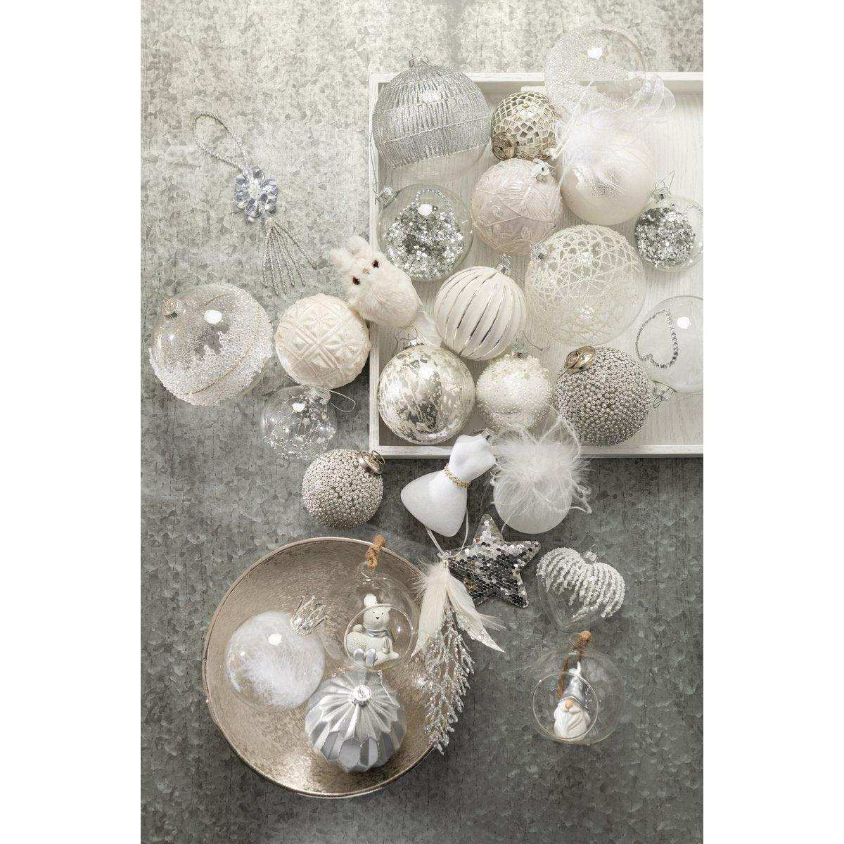 J-Line Box mit 4 Weihnachtskugeln, Zuckerzentrum, Diamantlinie, glasfertig, groß - HomeDesign Knaus