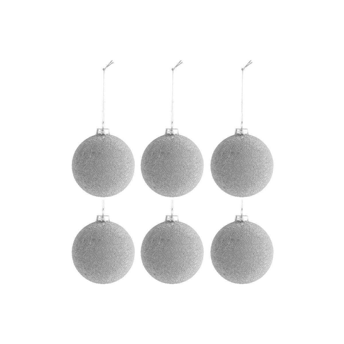 J-Line Box mit 6 Weihnachtskugeln aus Glas, Mattgrau, klein - HomeDesign Knaus
