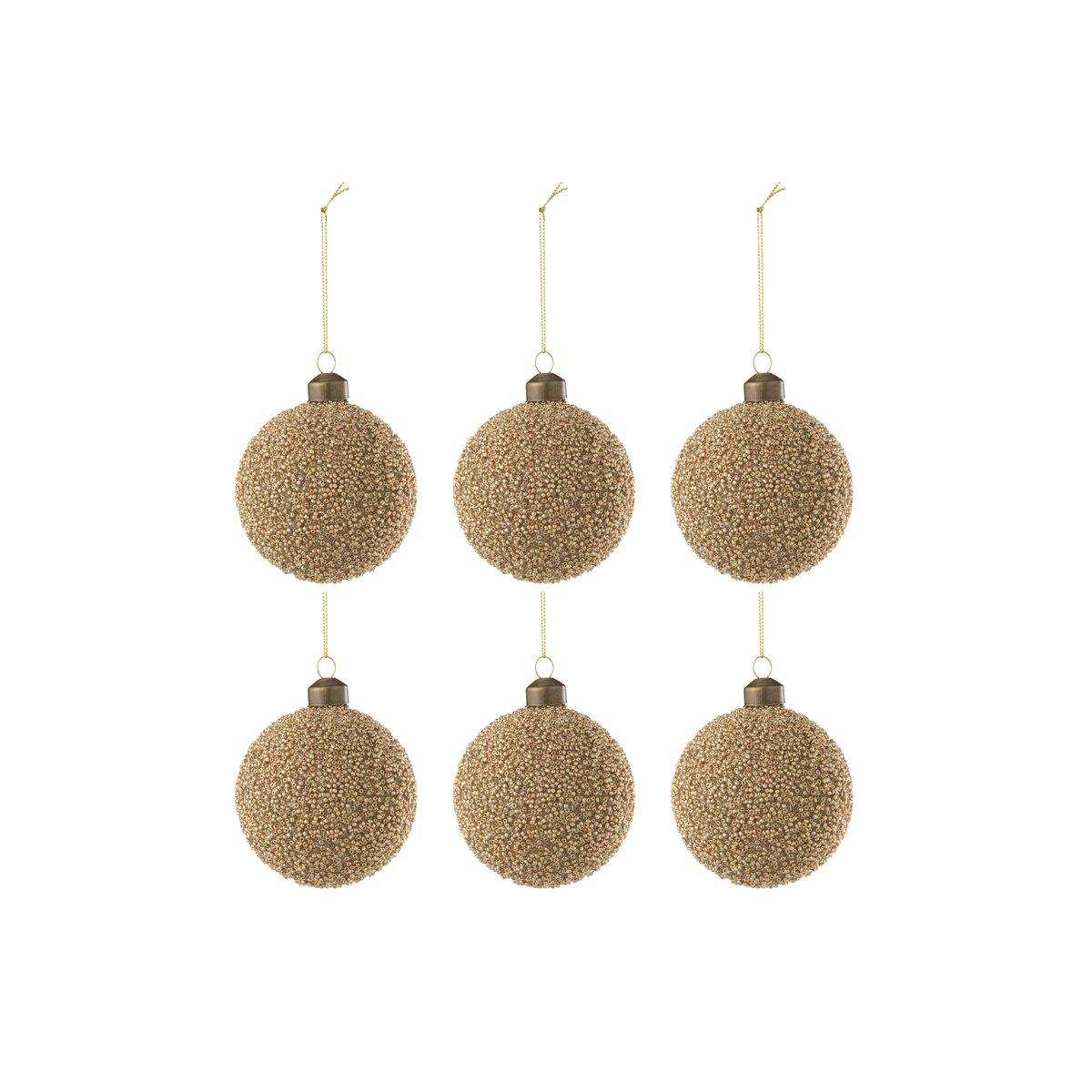 J-Line Box mit 6 Weihnachtskugelperlen aus Glas, Gold, klein - HomeDesign Knaus