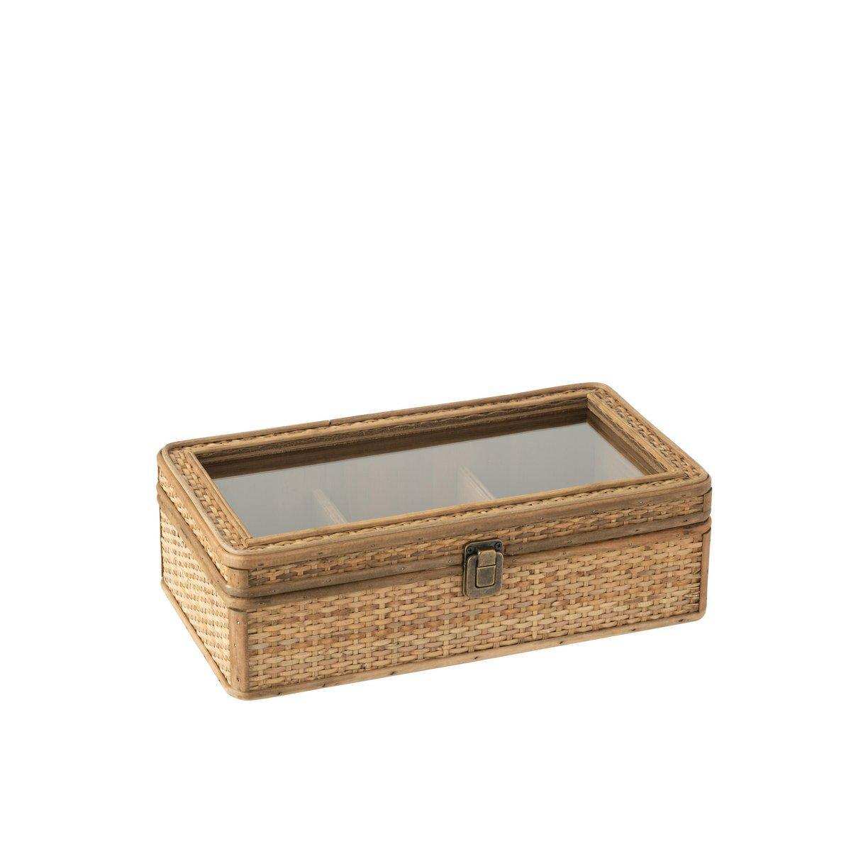 J-Line Box Rechteck 6 Fächer - Rattan/Glas - Natur - HomeDesign Knaus