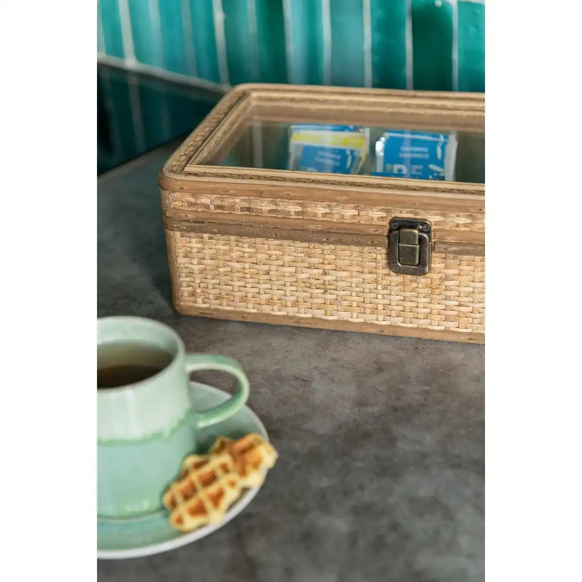 J-Line Box Rechteck 6 Fächer - Rattan/Glas - Natur - HomeDesign Knaus