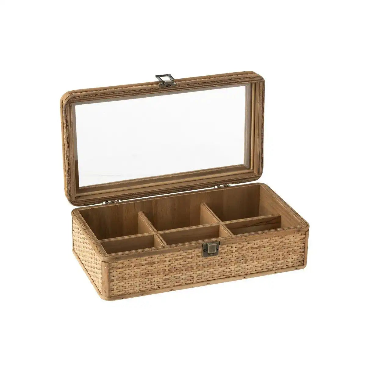 J-Line Box Rechteck 6 Fächer - Rattan/Glas - Natur - HomeDesign Knaus