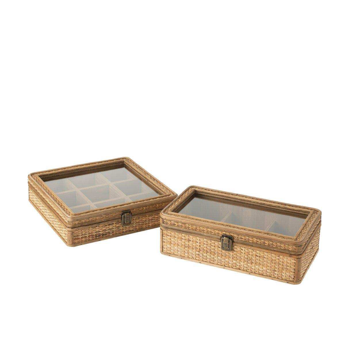 J-Line Box Rechteck 6 Fächer - Rattan/Glas - Natur - HomeDesign Knaus