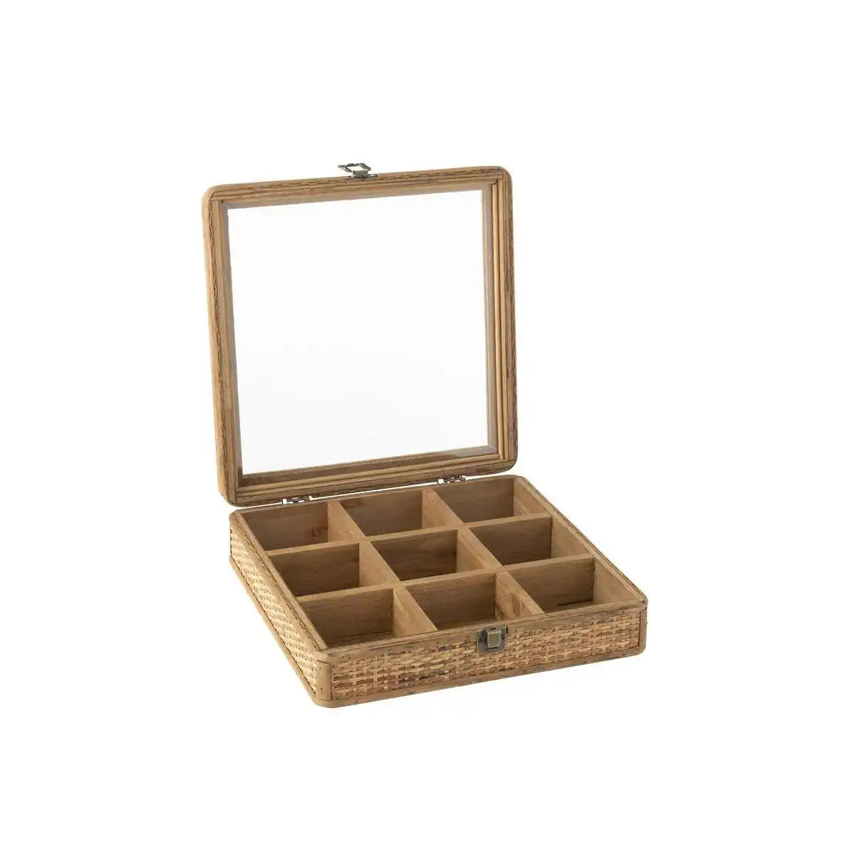 J-Line Box Square 9 Fächer – Rattan/Glas – Natur - HomeDesign Knaus