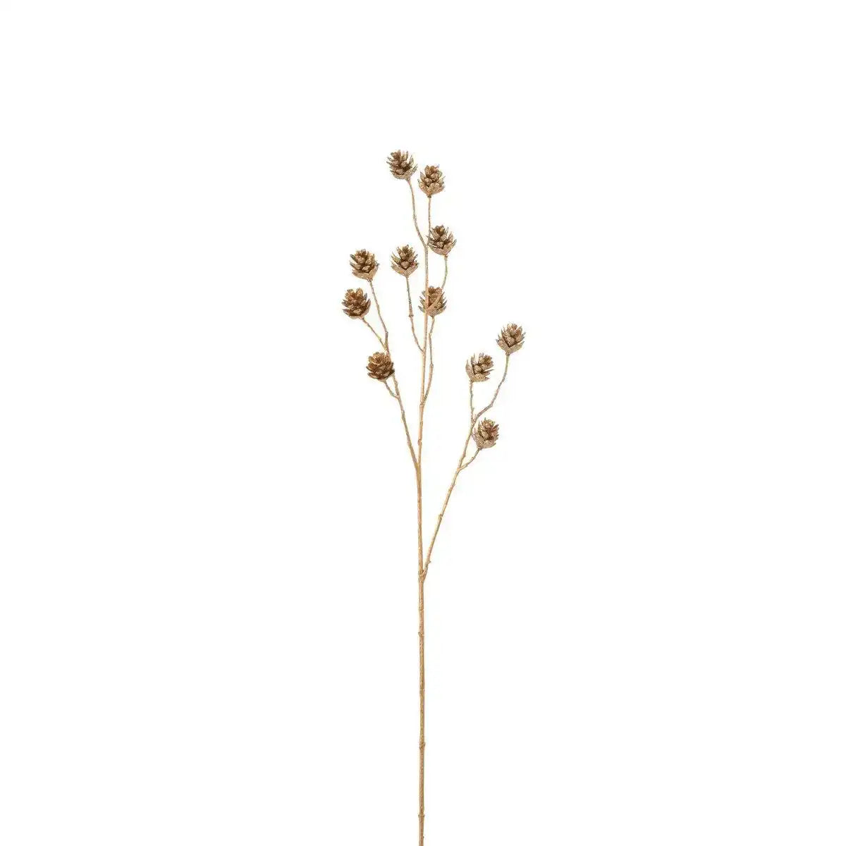 J-Line Branch Tannenzapfen, dreiteilig, glitzernder Kunststoff, Gold - HomeDesign Knaus