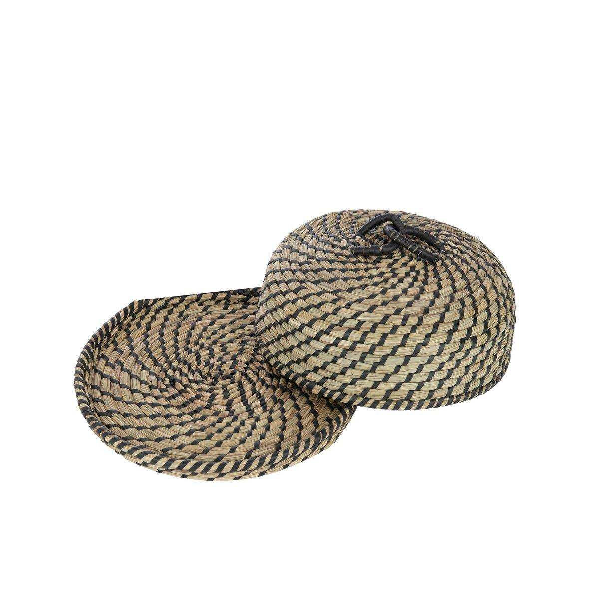 J-Line Brotkorbdeckel Stroh Natur/Schwarz - HomeDesign Knaus