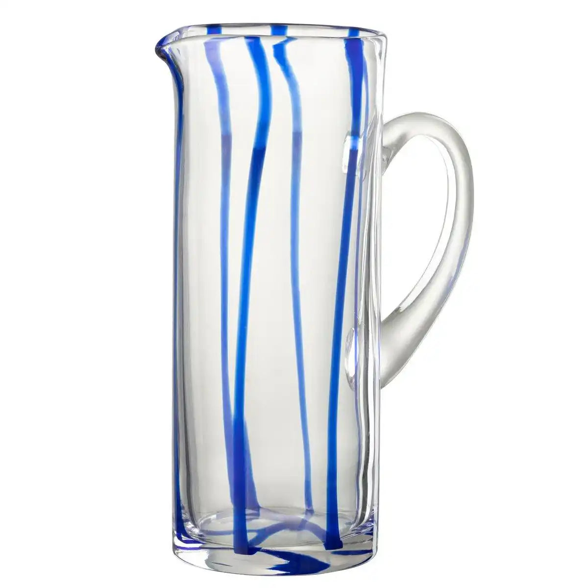J-Line Carafe Stripes Glas transparent blau - HomeDesign Knaus