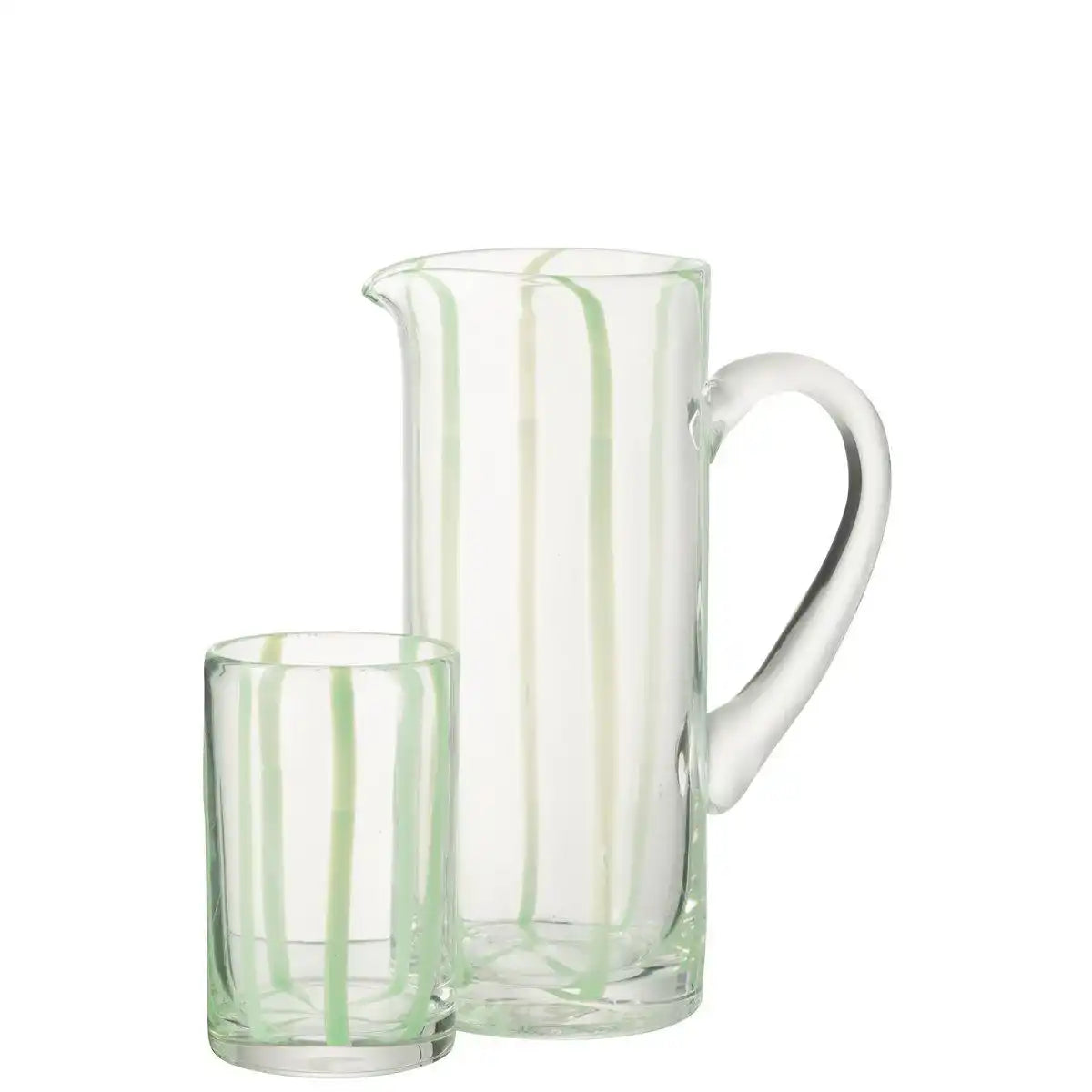 J-Line Carafe Stripes Glas transparent/grün - HomeDesign Knaus