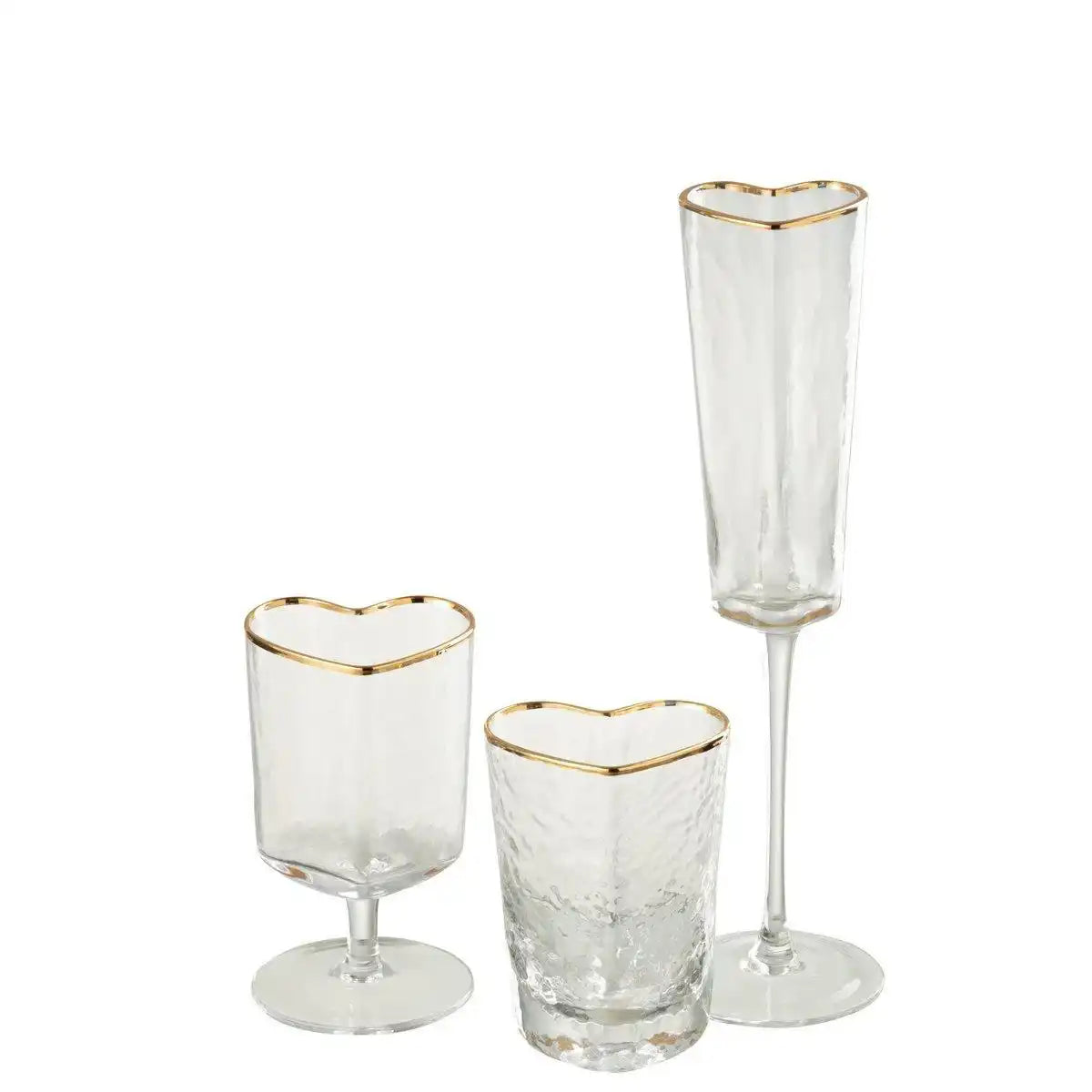 J-Line Champagnerglas Heart - Glas - Gold/Transparent - HomeDesign Knaus