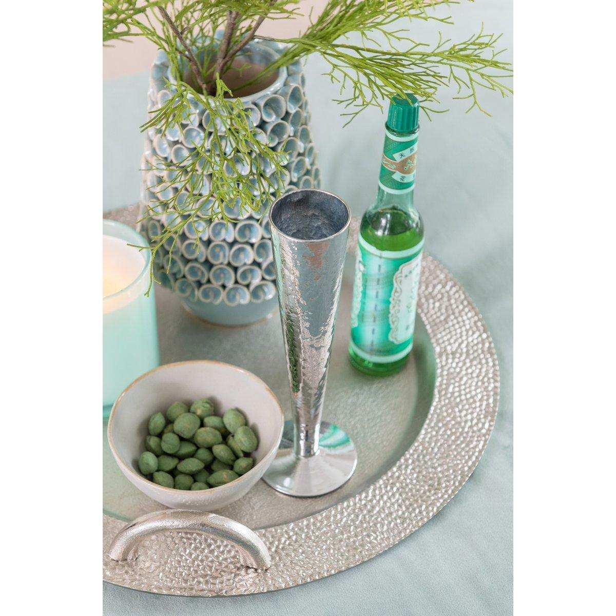J-Line Champagnerglas Uneven - Glas - Silber - 4 Stück - HomeDesign Knaus