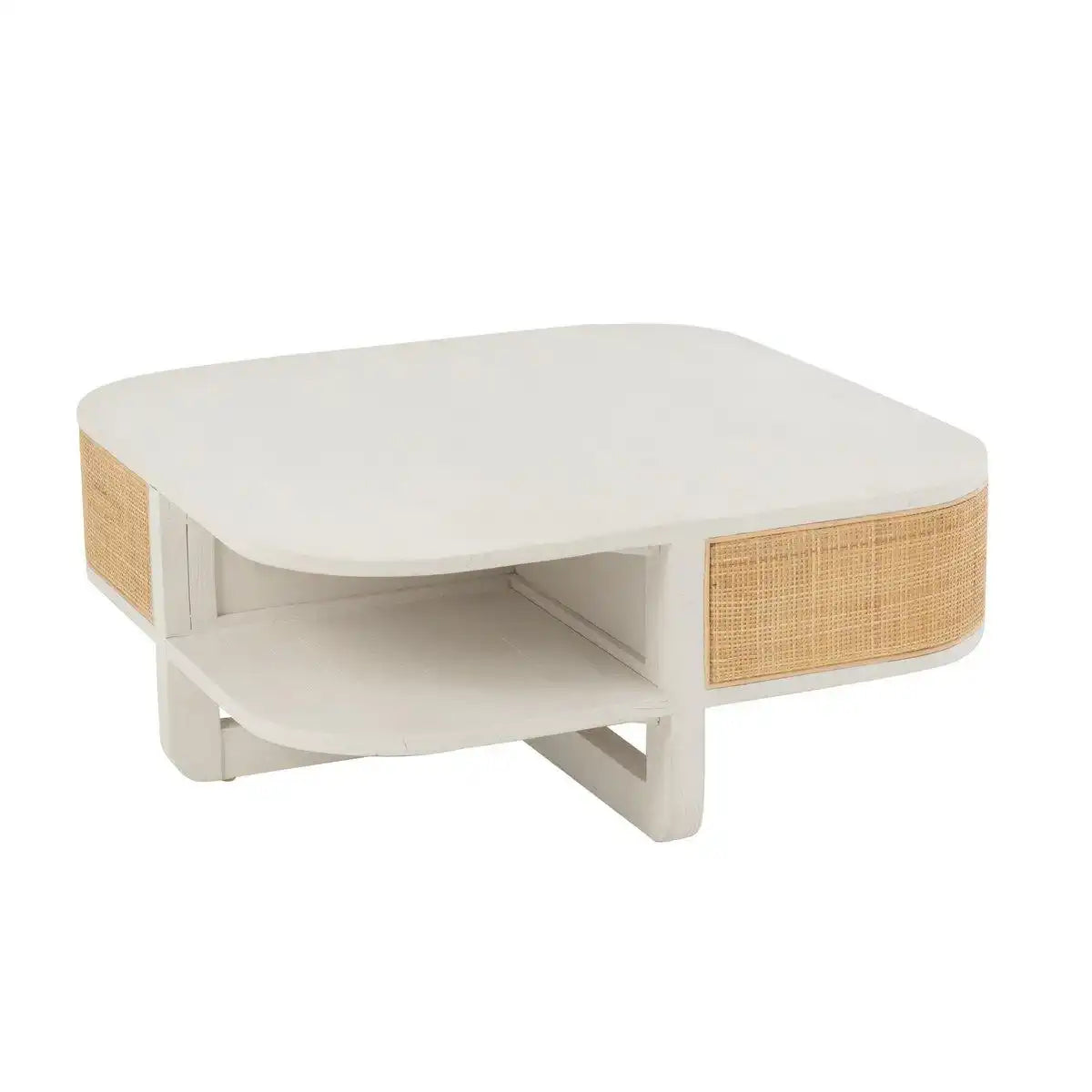 J-Line Couchtisch Molly Exotisches Holz/Rattan Weiß - HomeDesign Knaus