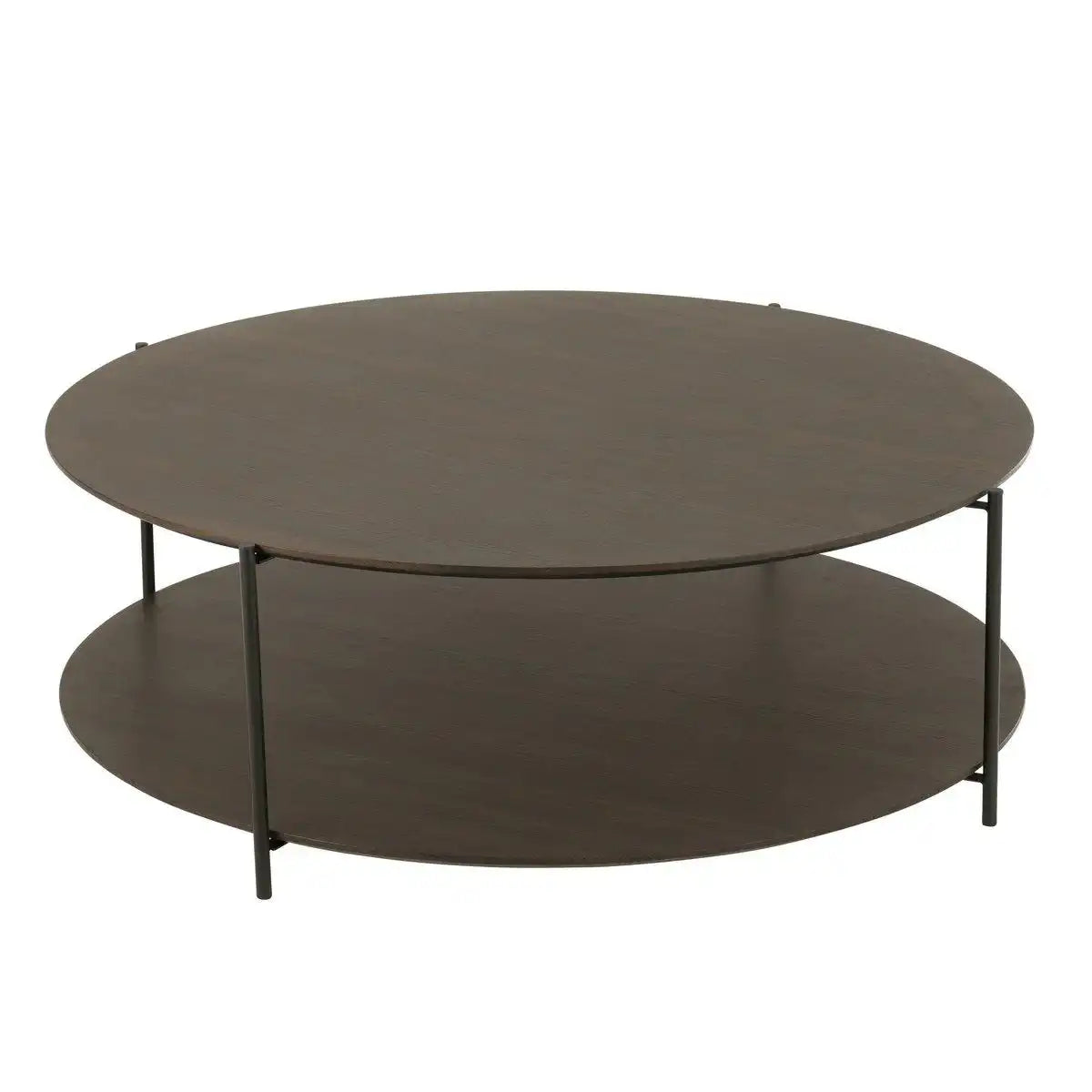 J-Line Couchtisch, rund, MDF/Metall, dunkelbraun, groß - HomeDesign Knaus