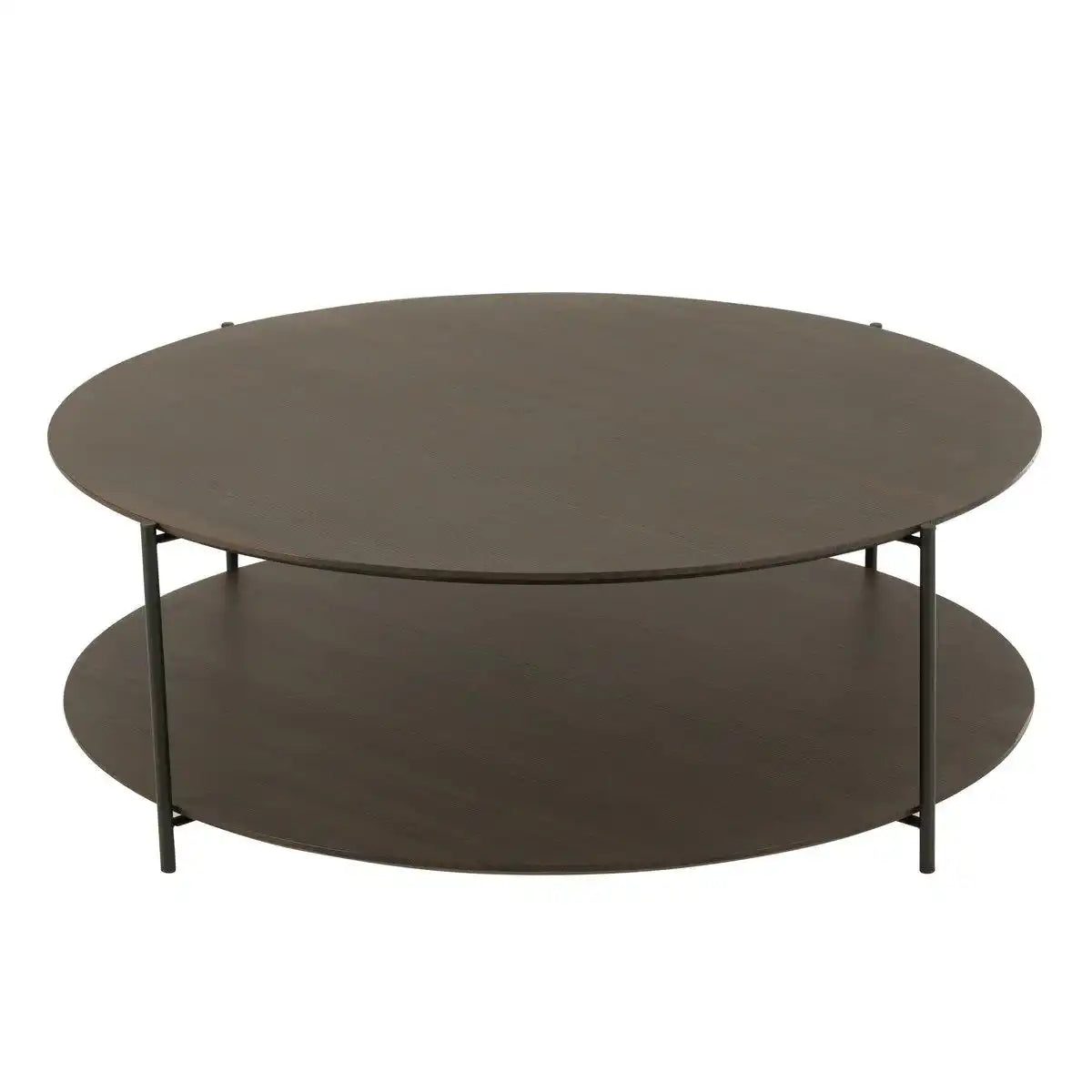 J-Line Couchtisch, rund, MDF/Metall, dunkelbraun, groß - HomeDesign Knaus