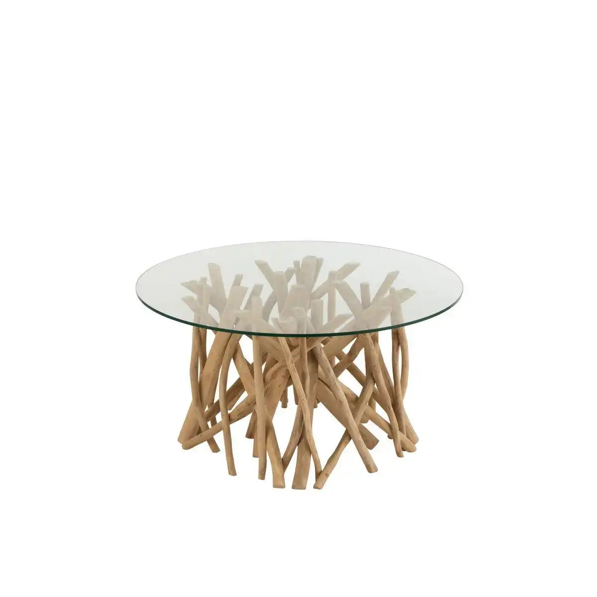 J-Line Couchtisch Zweige Teakholz Natur/Glas - HomeDesign Knaus