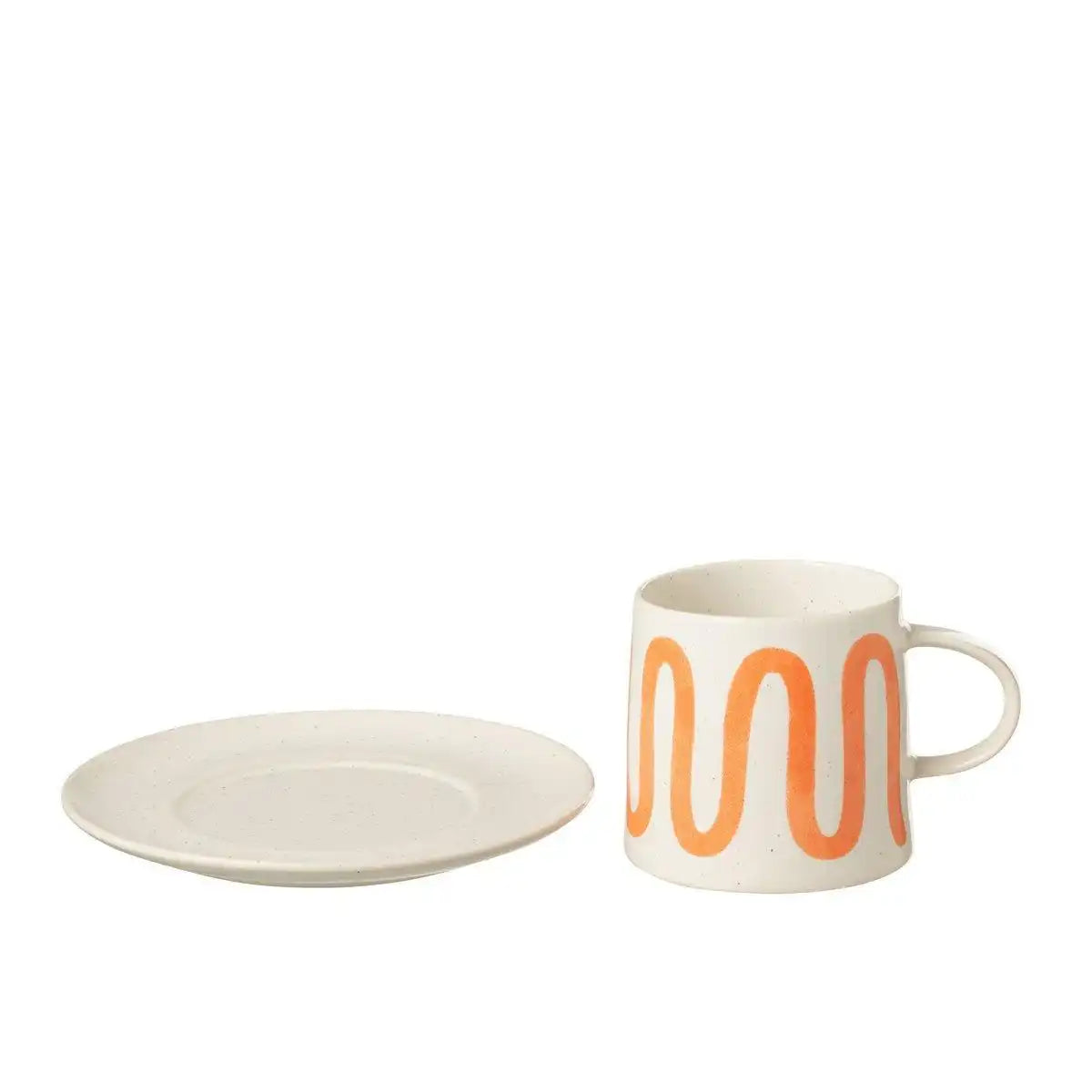 J-Line Curve Becher + Teller - Porzellan - Orange - - HomeDesign Knaus
