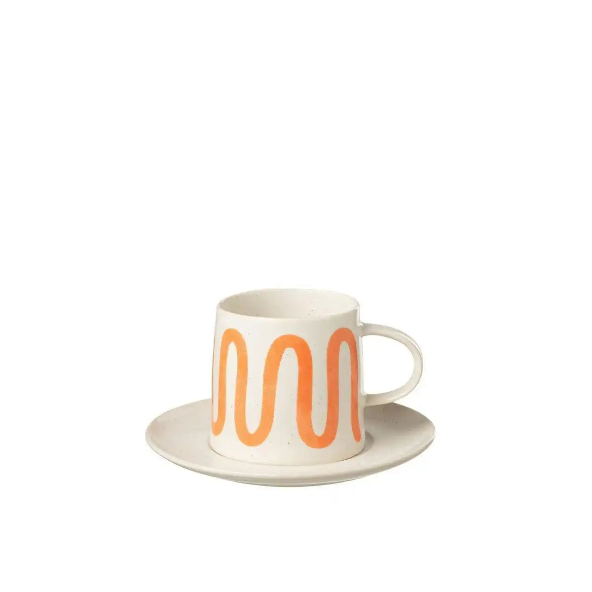 J-Line Curve Becher + Teller - Porzellan - Orange - - HomeDesign Knaus