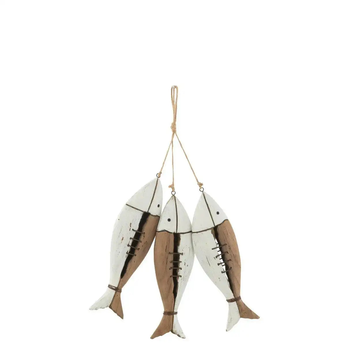 J-Line Dekoration 3 Angeln am Seil Paulownia – Holz – Mix – groß - HomeDesign Knaus