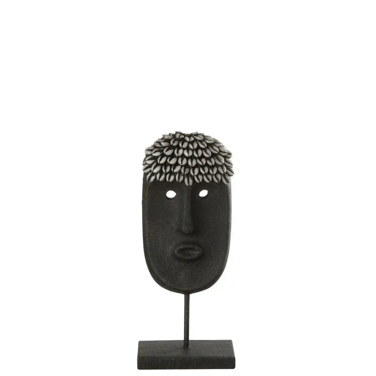 J-Line Dekoration Face Ethnic – Stein/Harz – Schwarz – klein - HomeDesign Knaus