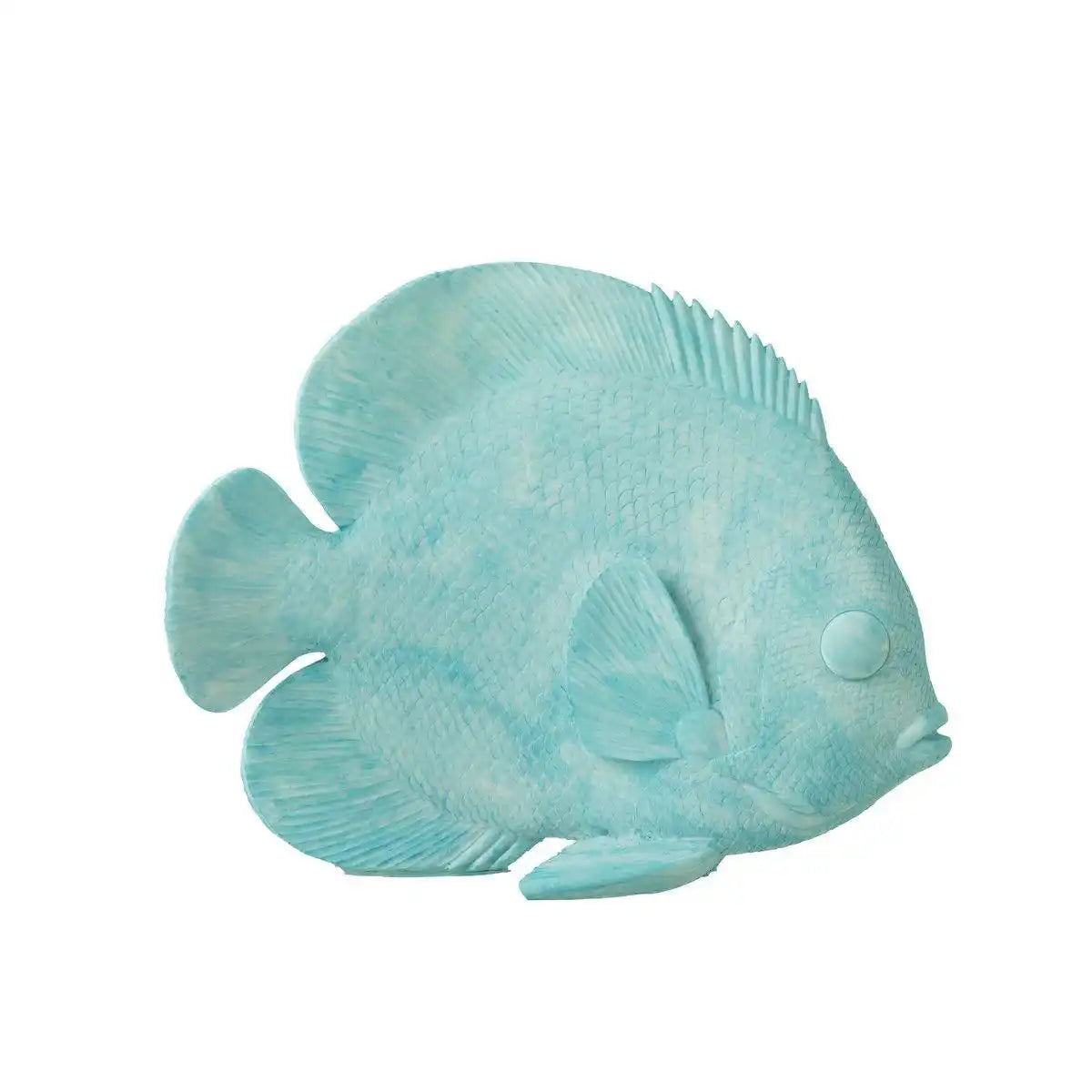 J-Line Dekoration Fisch flach – Polyresin – Azurblau – groß - HomeDesign Knaus