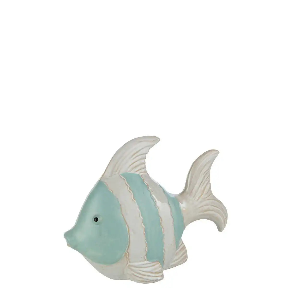 J-Line Dekoration Fisch - Porzellan - Weiß/Azurblau - groß - HomeDesign Knaus