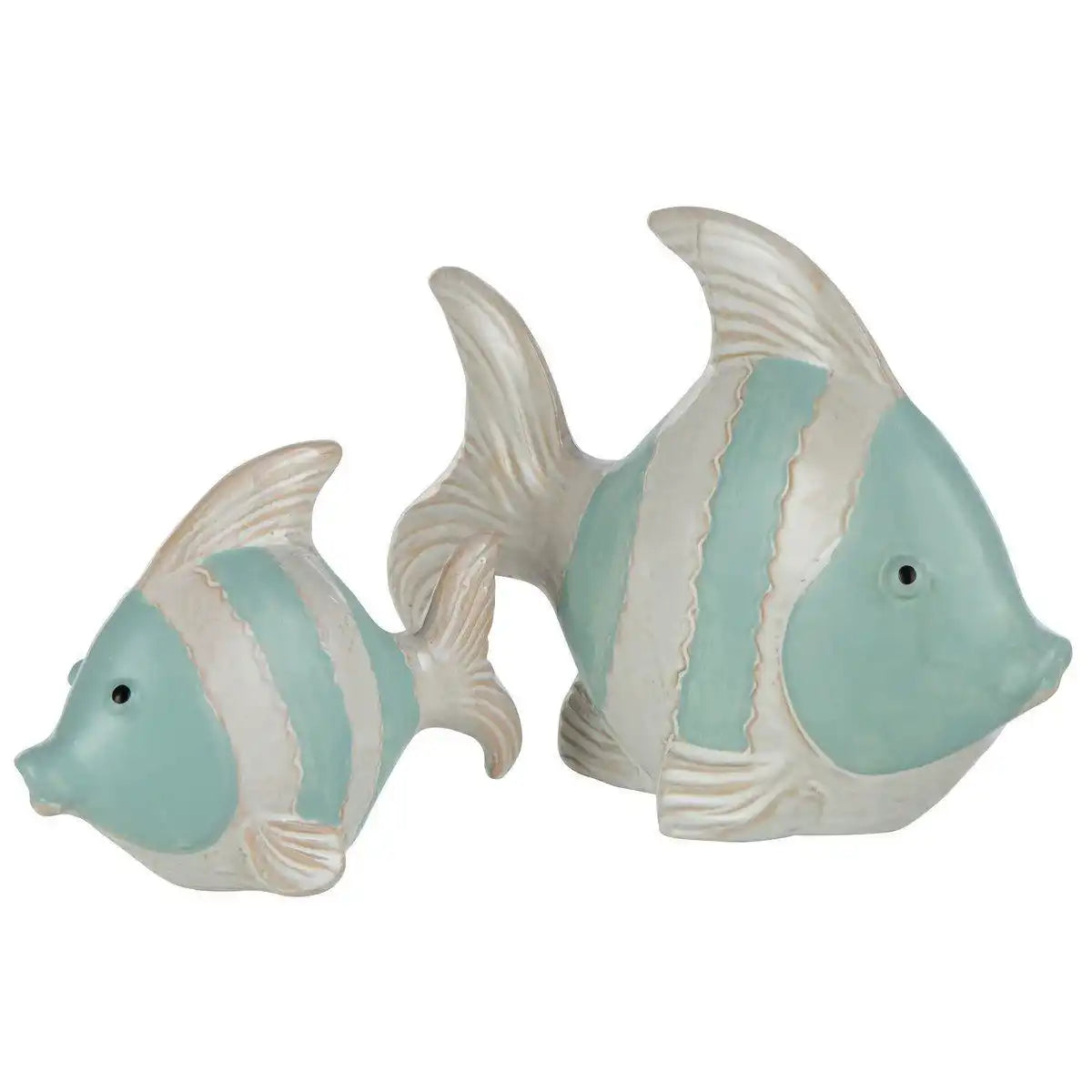 J-Line Dekoration Fisch - Porzellan - Weiß/Azurblau - groß - HomeDesign Knaus