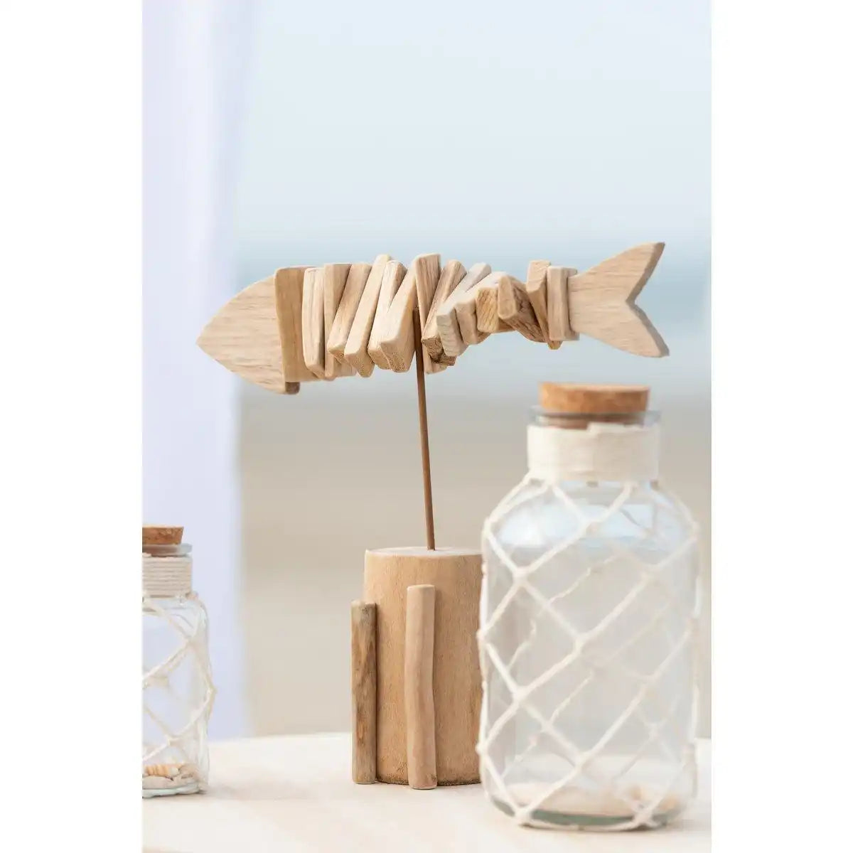 J-Line Dekoration Fischskelett zu Fuß – Holz – Natur – groß - HomeDesign Knaus