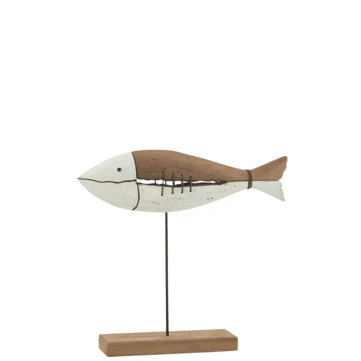 J-Line Dekoration Fish On Foot Stitches Paulownia – Holz – Mischung – groß - HomeDesign Knaus