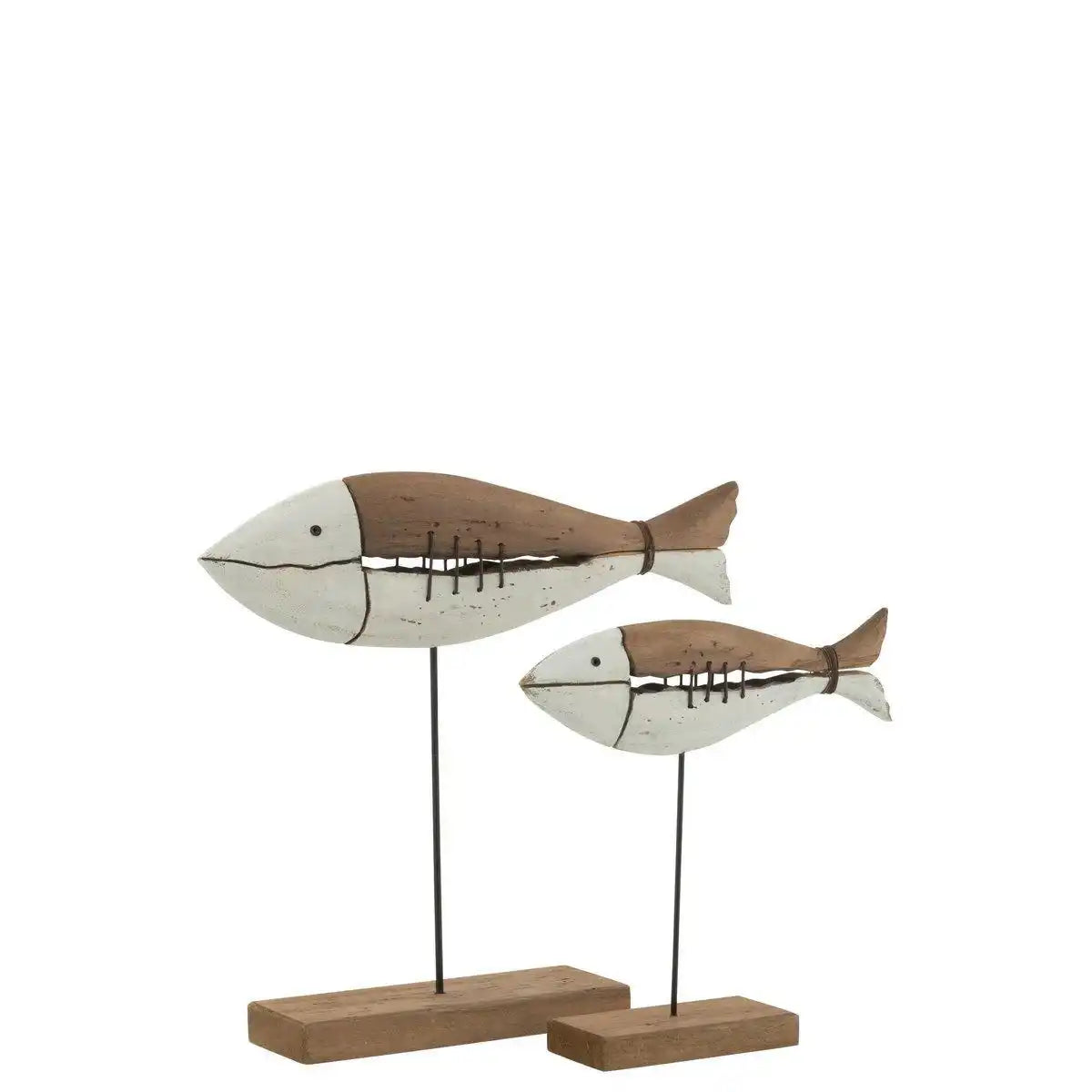 J-Line Dekoration Fish On Foot Stitches Paulownia – Holz – Mischung – groß - HomeDesign Knaus