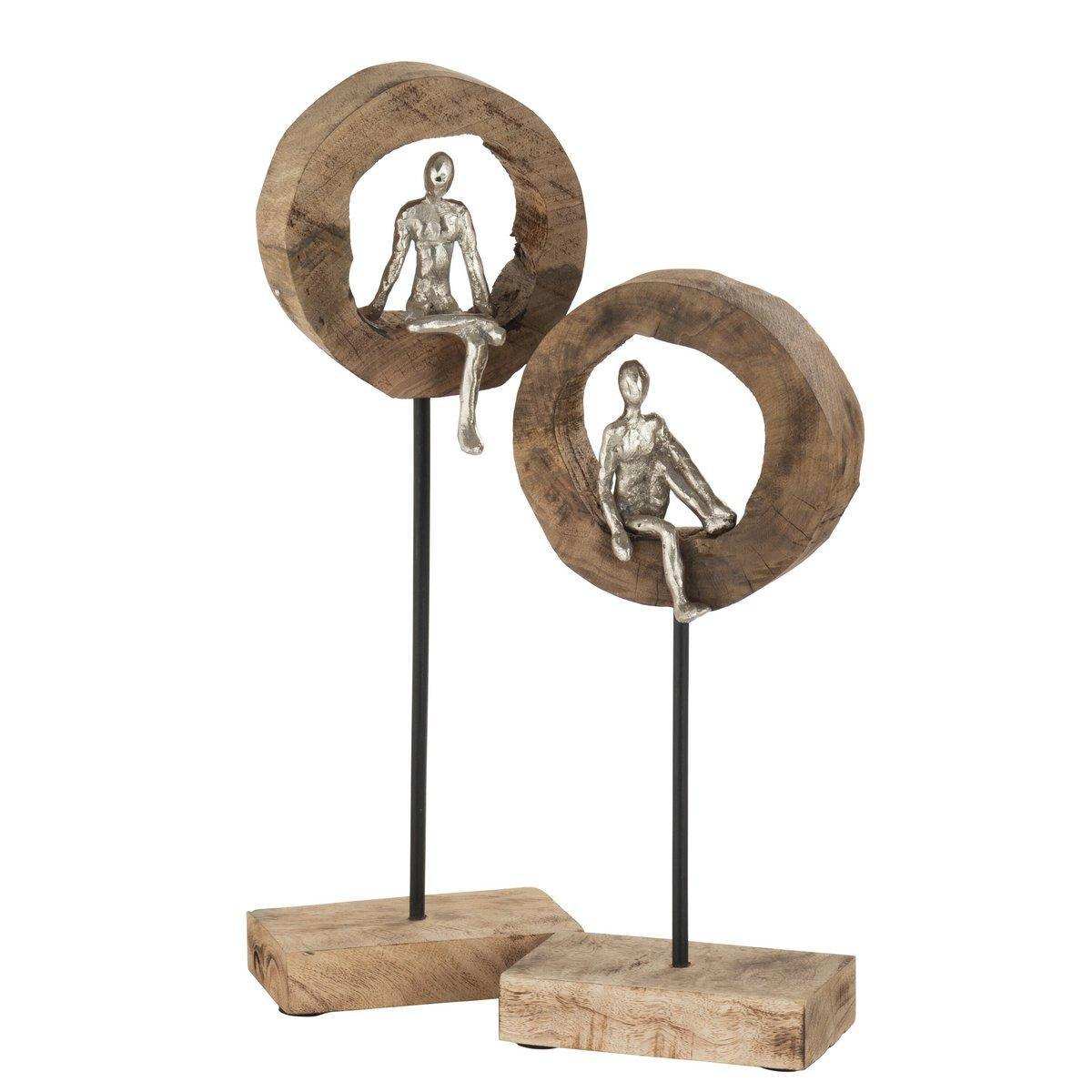 J-Line Dekoration Thinker Ring – Holz/Aluminium – Natur/Silber - HomeDesign Knaus