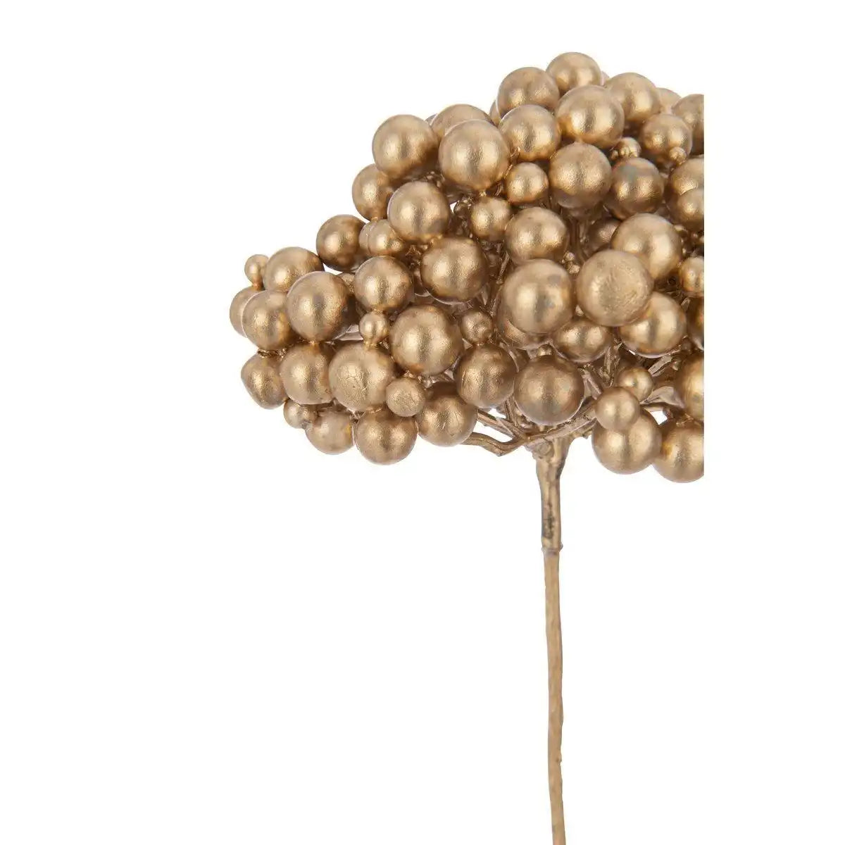 J-Line Dekoration Zweig 2 Blumen Beeren - Kunststoff - Gold - HomeDesign Knaus