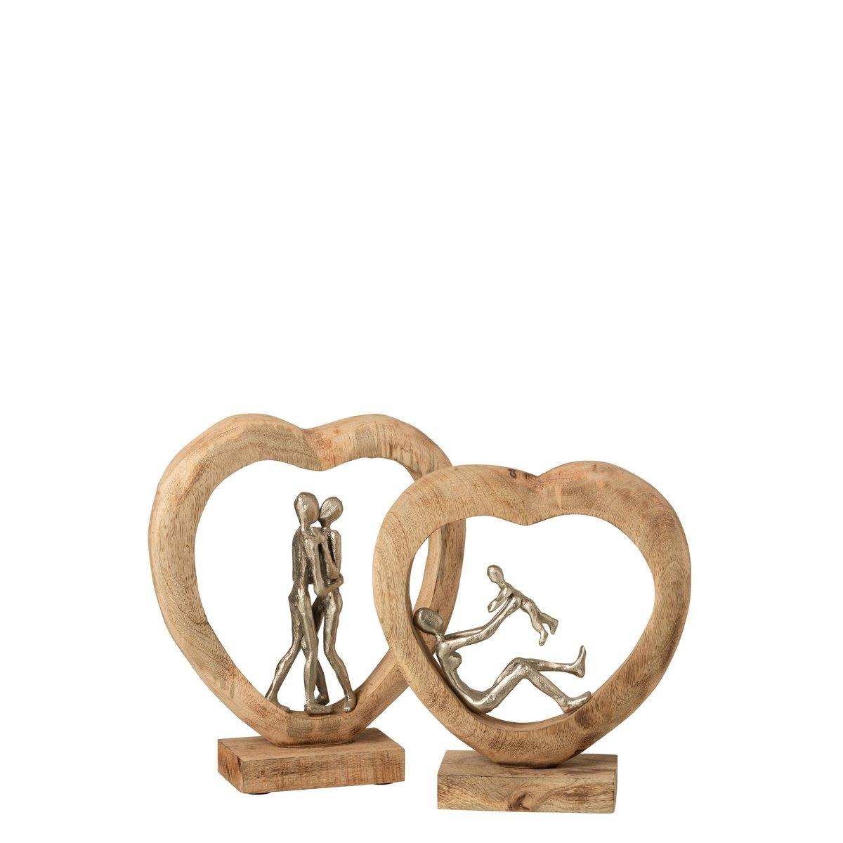 J-Line Dekorationsfigur Paar - Holz/Aluminium - Natur/Weiß - HomeDesign Knaus