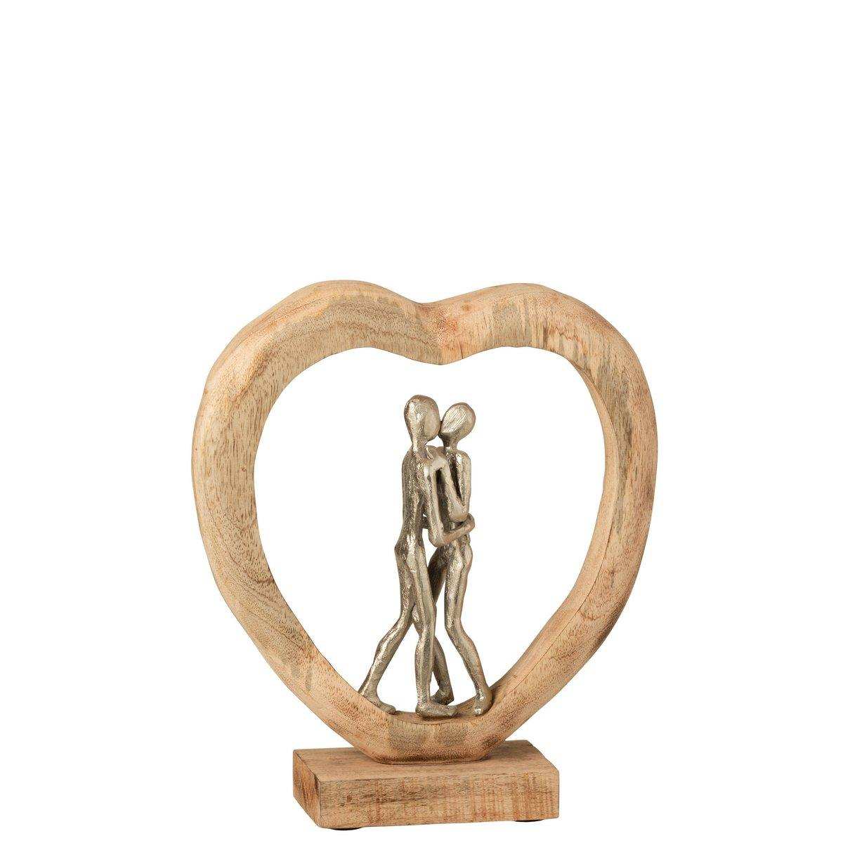 J-Line Dekorationsfigur Paar - Holz/Aluminium - Natur/Weiß - HomeDesign Knaus