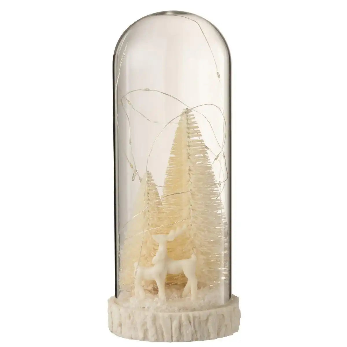 J-Line Dekorationsglocke High Deer – Glas/Harz – weiß – LED – groß - HomeDesign Knaus
