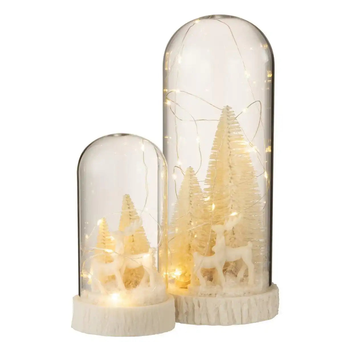 J-Line Dekorationsglocke High Deer – Glas/Harz – weiß – LED – groß - HomeDesign Knaus
