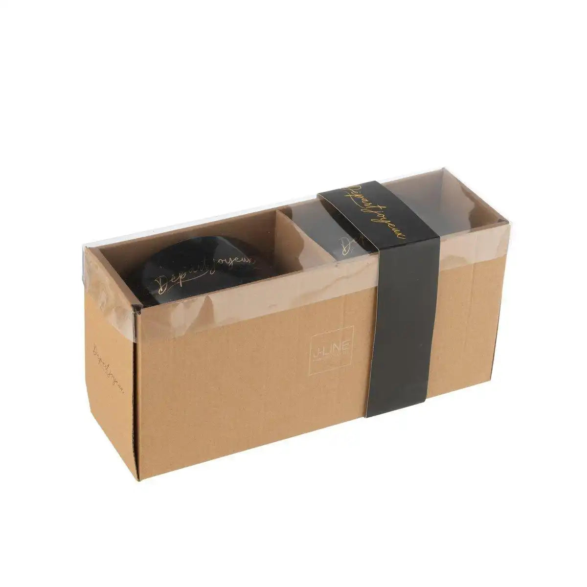 J-Line Départ Joyeux Schüssel - Porzellan - Schwarz/Gold - L - - HomeDesign Knaus