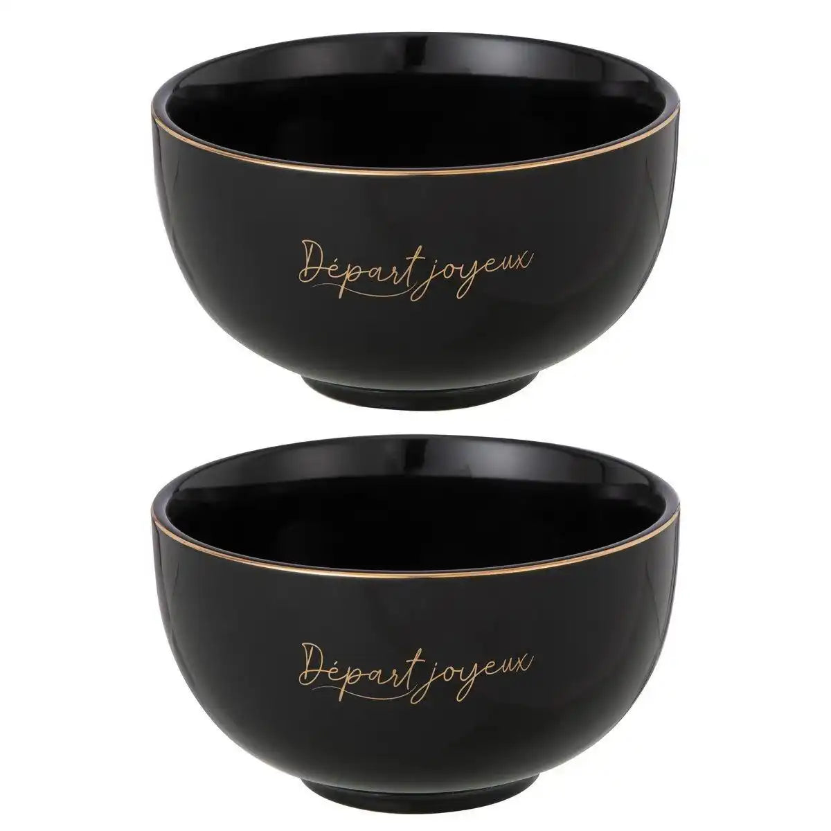 J-Line Départ Joyeux Schüssel - Porzellan - Schwarz/Gold - L - - HomeDesign Knaus