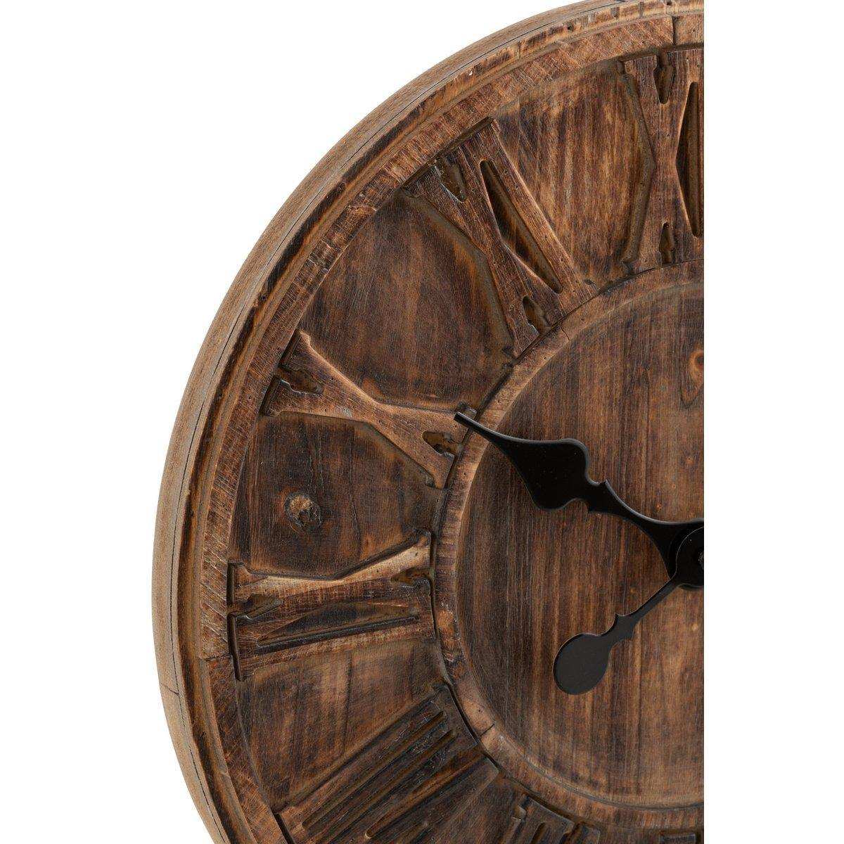 J-Line Disc römische Ziffernuhr – Holz – braun Ø 40 cm - HomeDesign Knaus