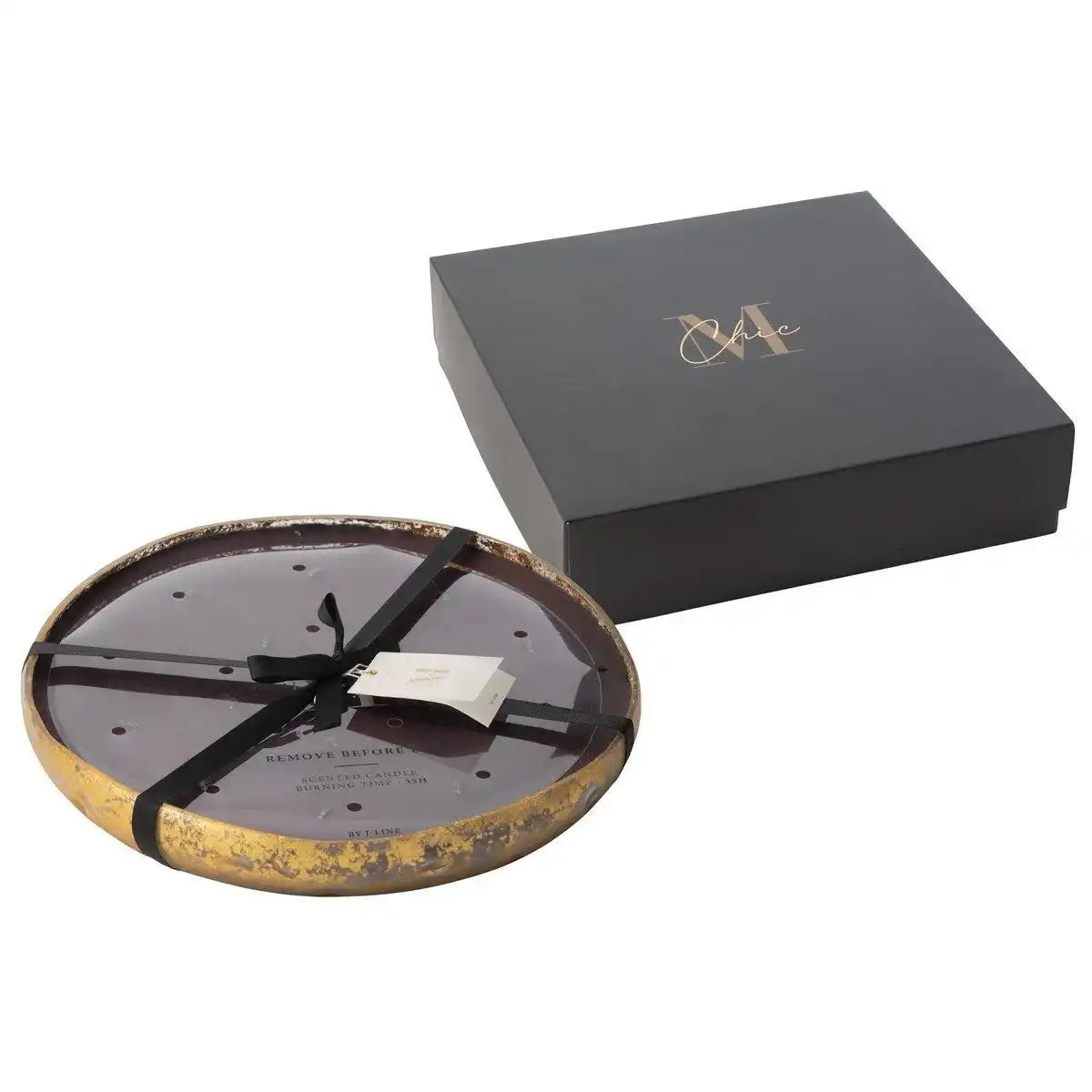 J-Line Duftkerze M-Chic Glas Gold/Schwarz Extra Large-35U - HomeDesign Knaus