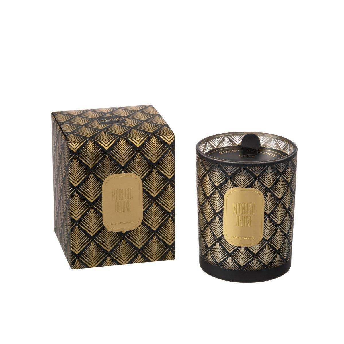 J-Line Duftkerze - Sapphire Amber Tea - Glas - Schwarz/Gold - L - 70H - HomeDesign Knaus
