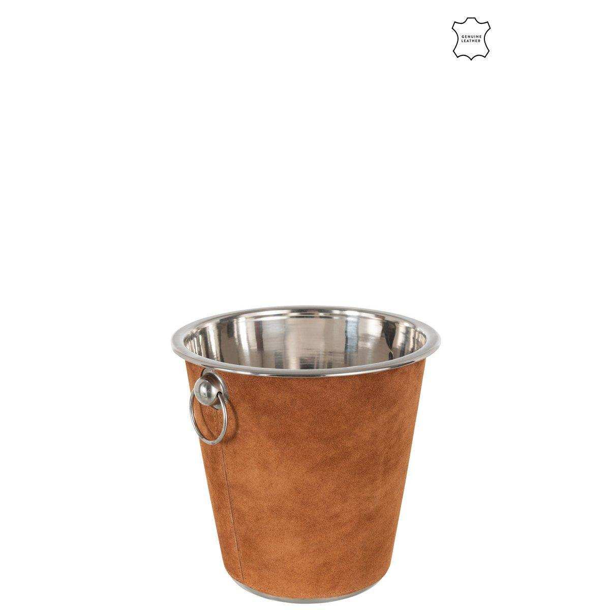 J-Line Eiskübel rund – Leder – Cognac - HomeDesign Knaus