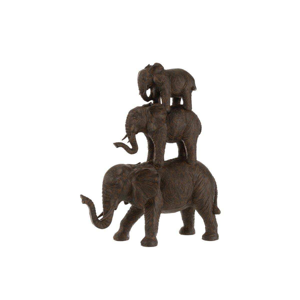 J-Line Elephant 3 In A Row Poly Dunkelbraun - HomeDesign Knaus