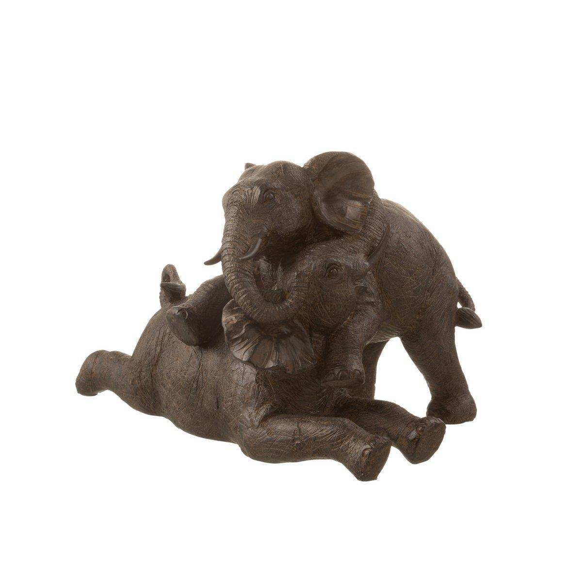 J-Line Elephant Couple Poly Dunkelbraun - HomeDesign Knaus