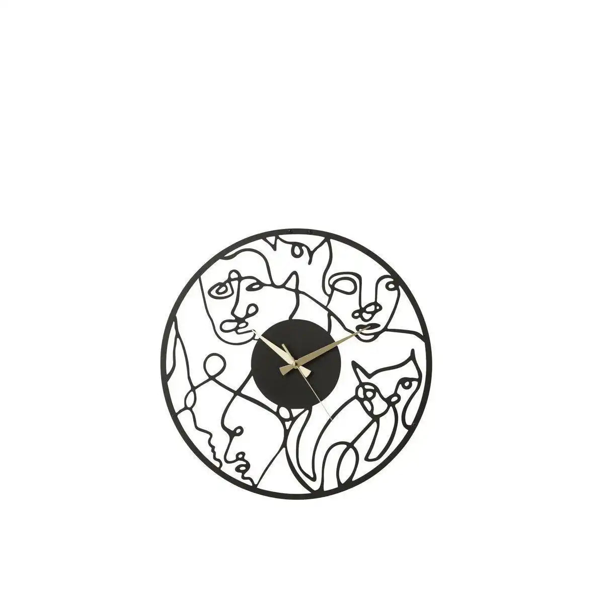 J-Line Faces Uhr – Metall – Schwarz – S – Ø 49 cm - HomeDesign Knaus