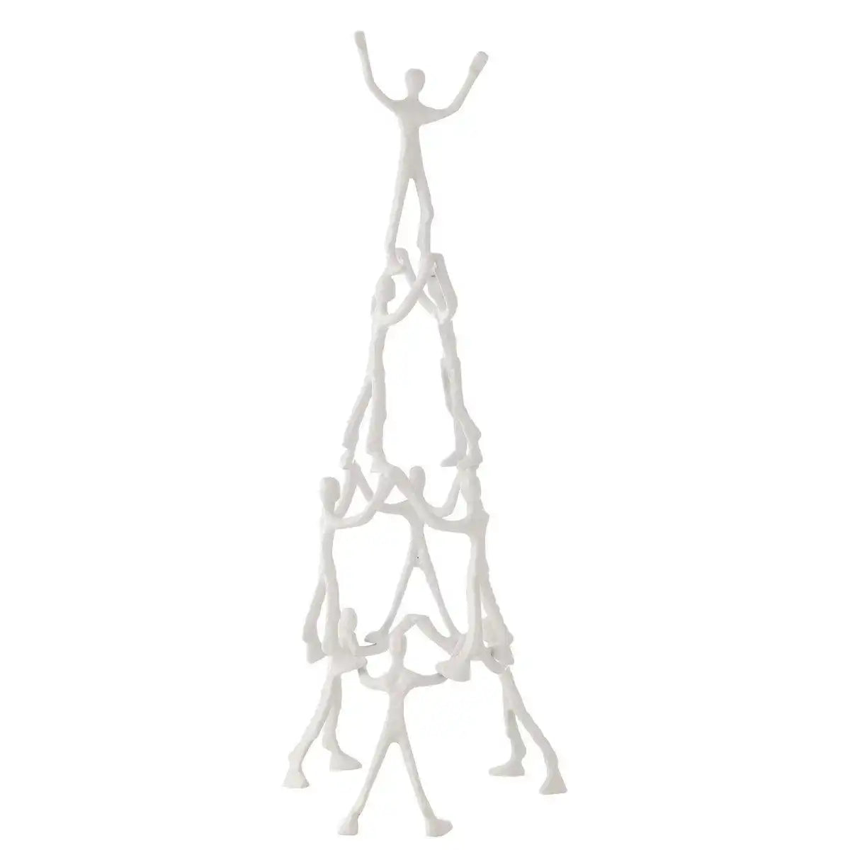 J-Line Figur 9 Personen Pyramide – Aluminium – Weiß - HomeDesign Knaus