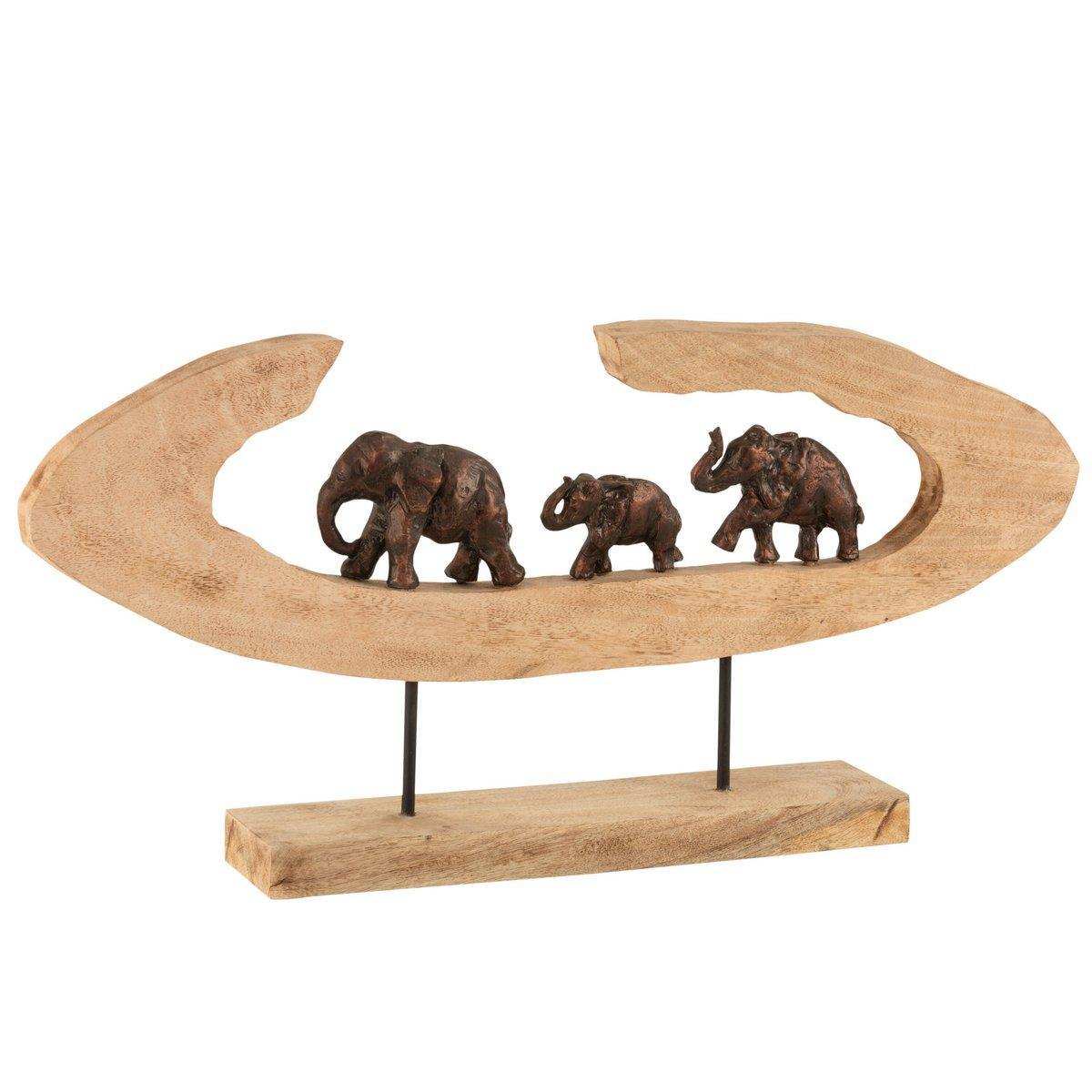 J-Line Figur Elefanten rudern zu Fuß Mangoholz Aluminium Bronze - HomeDesign Knaus