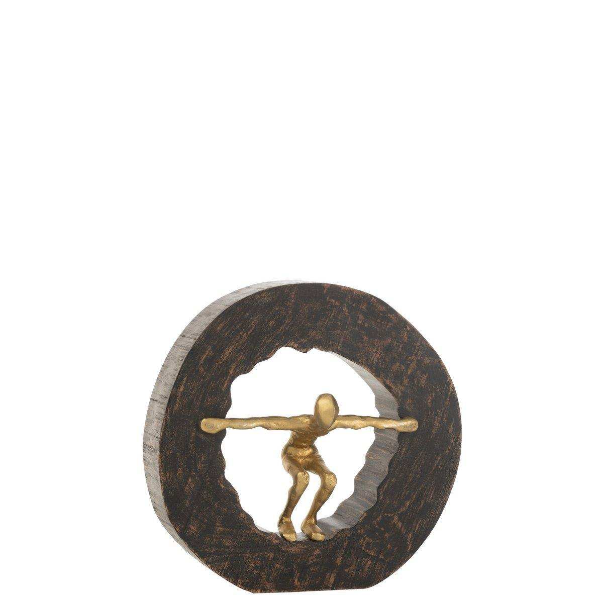 J-Line Figur Falling - Holz/Metall - Schwarz/Gold - HomeDesign Knaus