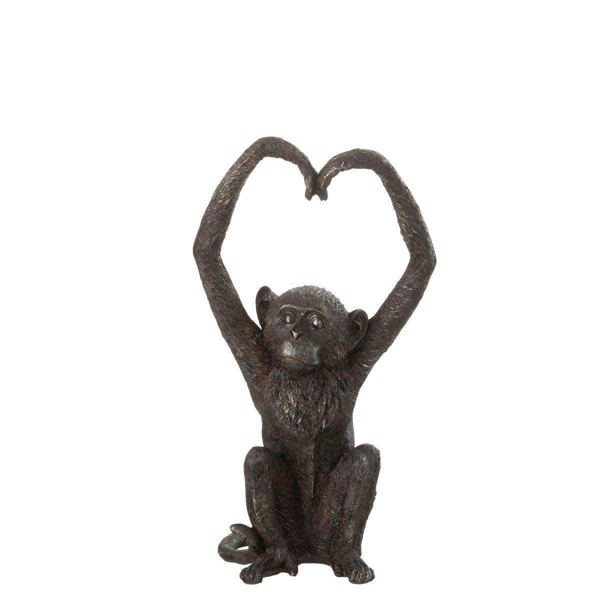 J-Line Figur Monkey Arm Heart - Polyresin - braun - groß - HomeDesign Knaus