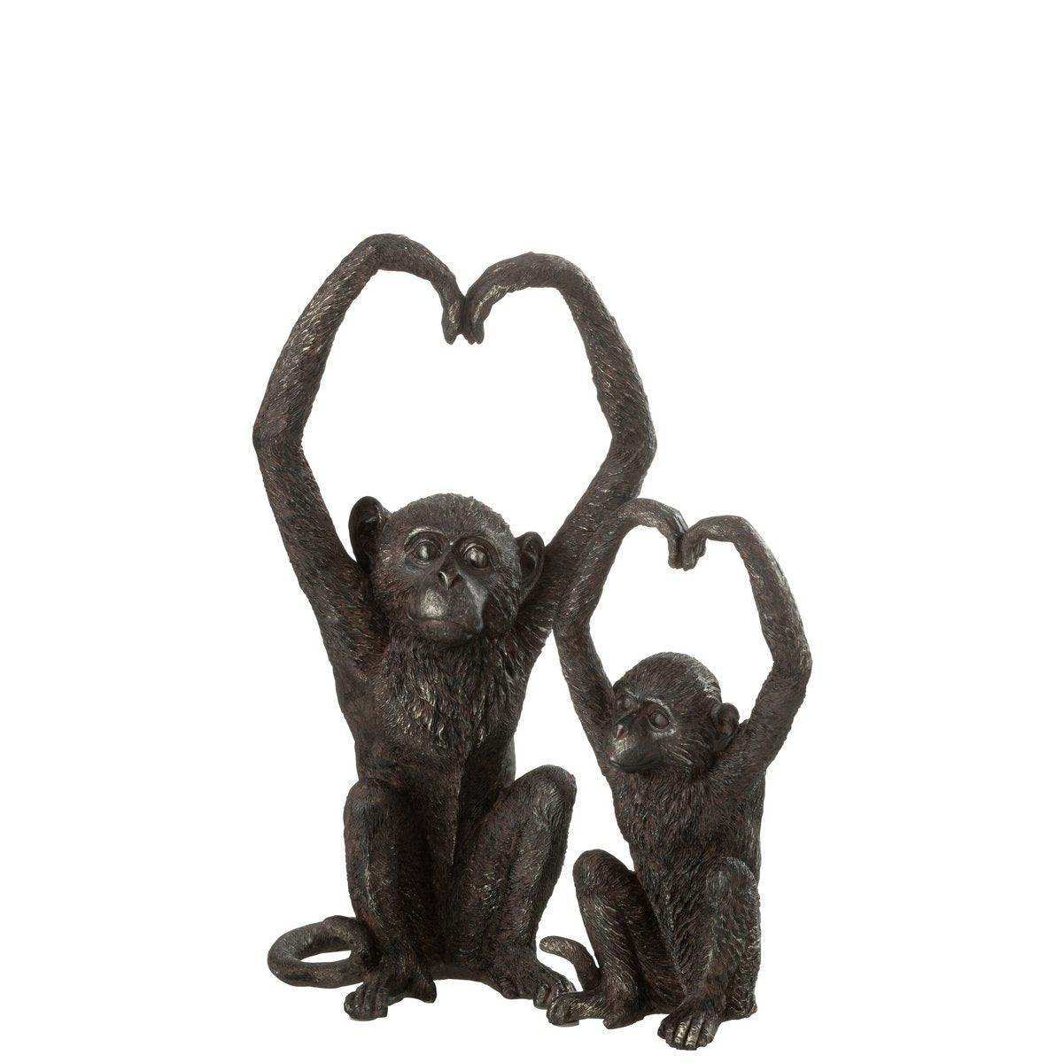 J-Line Figur Monkey Arm Heart - Polyresin - braun - groß - HomeDesign Knaus