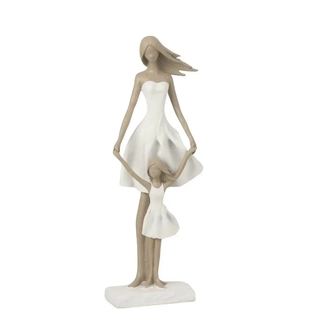 J-Line Figur Mutter mit Tochter – Polyresin – Weiß/Taupe – groß - HomeDesign Knaus